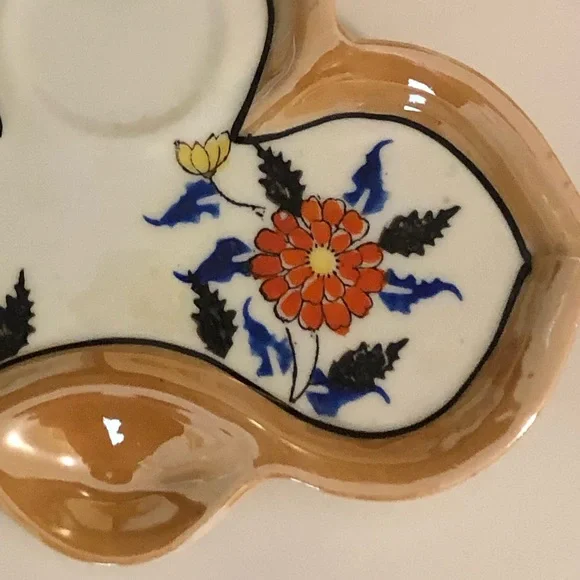 Vintage lusterware trinket serving dish plate floral pattern - Picture 8 of 9